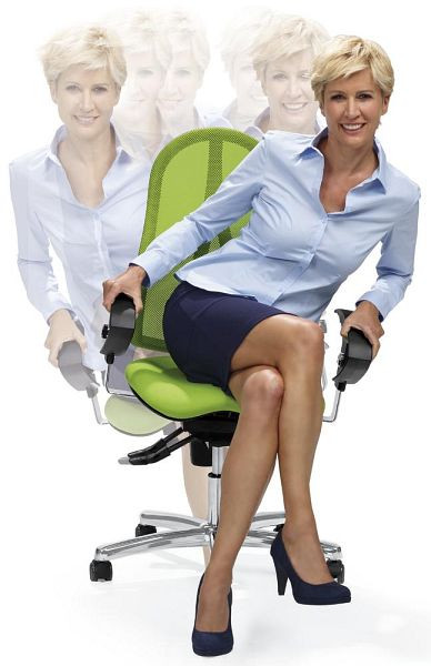 Deskin Bürodrehstuhl SITNESS 40 NET inkl. Armlehnen, Fußkreuz Stahl verchromt, Bezug Stoff Basic G, Farbe grün, 258259