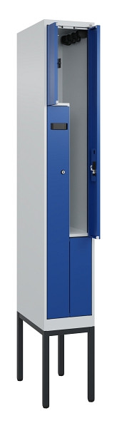 C+P Z-Spind Evolo PLUS, Gestell, 2 Fächer, 2120x300x500mm, 7035/5010, Zylinderschloss, 0490337-102 S10036