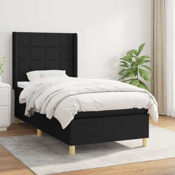 vidaXL Boxspringbett mit Matratze Schwarz 80x200 cm Stoff, 3131947
