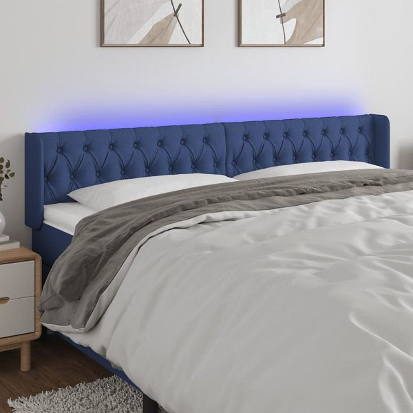 vidaXL LED Kopfteil Blau 203x16x78/88 cm Stoff, 3123600