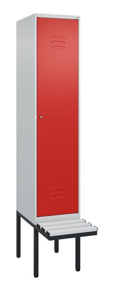 C+P Umkleidespind Classic PLUS, 2120x400x815mm, 7035/3020, Zylinderschloss, je 2 Doppel-Haken, 0800407-12F S10017