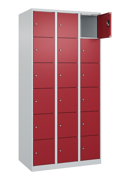 C+P Schließfachschrank Evolo PLUS, 18 Fächer, 1850x900x500mm, 7035/3003, 049000-306 S10004