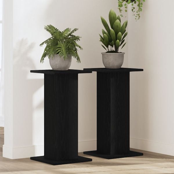 vidaXL Lautsprecherständer 2 Stück Schwarz Eiche 30x30x60 cm Holzwerkstoff, 3345112