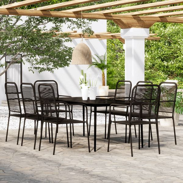 vidaXL 9-teilig Garten-Essgruppe Schwarz, 3099148, 8720286911228