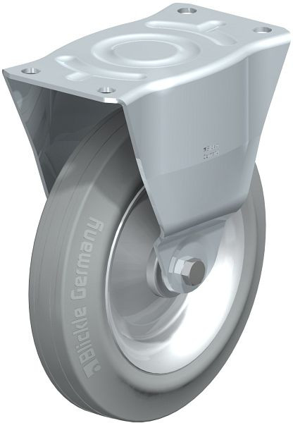 Blickle B-V 252R-SG Stahlblech-Bockrolle, mittelschwere Ausführung, mit Anschraubplatte, Vollgummi, Grau, 739299