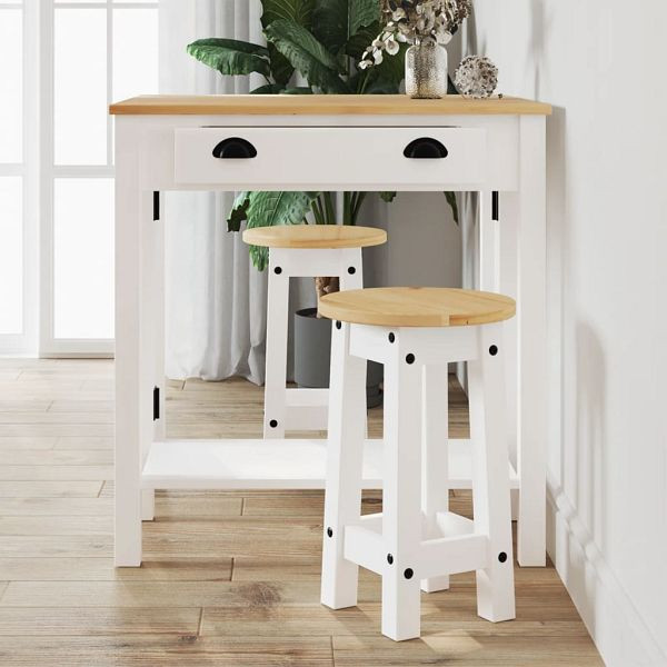 vidaXL 3-tlg. Bar-Set Weiß Massivholz Kiefer, Honigwachs-Finish, 4005698