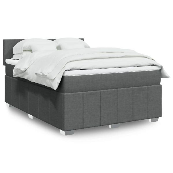 vidaXL Boxspringbett mit Matratze Dunkelgrau 140x190 cm Stoff, 3289357