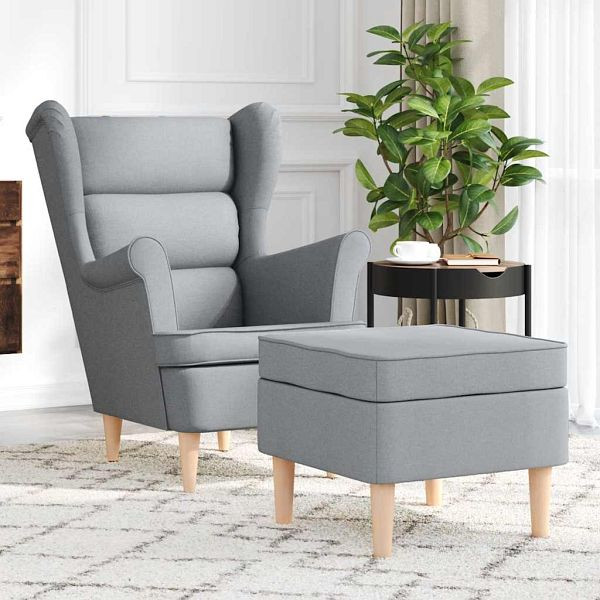 vidaXL Sessel mit Fußhocker Hellgrau Stoff, 3307989, 8721158547606
