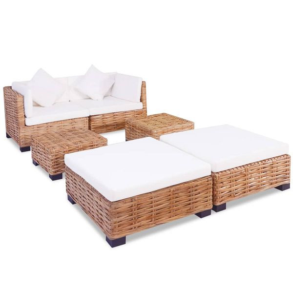vidaXL Sofagarnitur 16-tlg. Natürliches Rattan, Top-Qualität, 244625