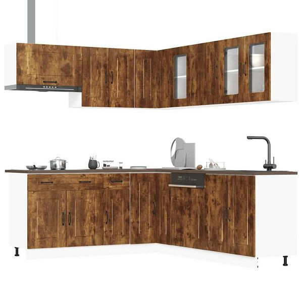 vidaXL 11-tlg. Küchenschrank-Set Kalmar Räuchereiche Holzwerkstoff, 3314916