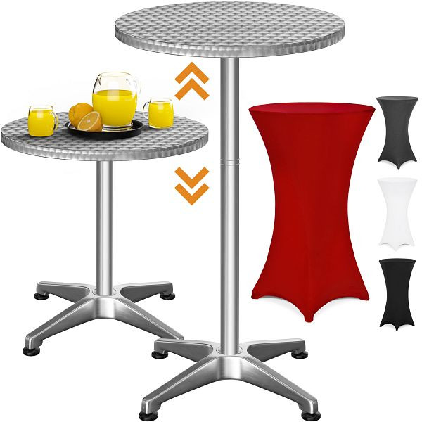 casaria Stehtisch Silber 115x60cm + Stehtischhusse Rot Ø60cm, 997733