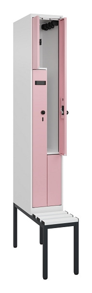 C+P Z-Spind Evolo PLUS, Bank, 2 Fächer, 2120x300x815mm, 9016/3015, Drehriegel, Sitzfläche Kunststoff, Sitzbank, 0490537-102 S10072