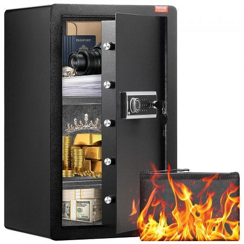 VEVOR Einzeltür-Safe Möbeltresor Schlüsselschloss Passwort 42x38x70cm Schwarz, Passwort + Schlüssel + Fingerabdruck, DMBXXLS3139C2FQ89V9