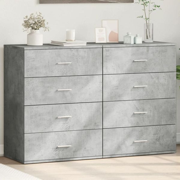 vidaXL Sideboards 2 Stück Betongrau 60x39x80 cm Holzwerkstoff, 3276626