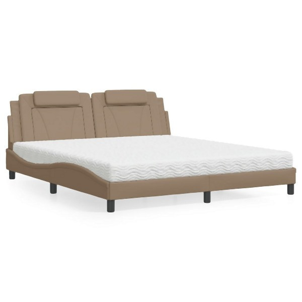 vidaXL Bett mit Matratze Cappuccino-Braun 180x200 cm Kunstleder, 3208814