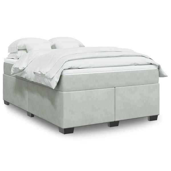 vidaXL Boxspringbett mit Matratze Hellgrau 160x200 cm Samt, 3285293