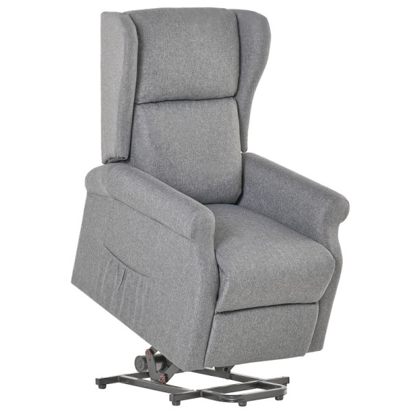 HOMCOM Relaxsessel, Aufstehhilfe, Liegefunktion, bis 200 kg, 72,5x94x109cm, Grau, 713-031GY