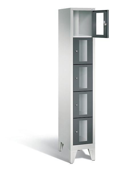C+P Schließfachschrank Classic, H1850xB320xT500mm, Farbe: Lichtgrau / Anthrazitgrau, 8010A105 S10017