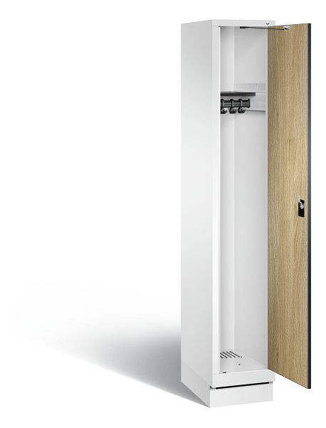 C+P Garderobenschrank Evolo, H1800xB320xT500mm, Farbe: Verkehrsweiß / Dekor Eiche Sereno, 48020-10 S10465