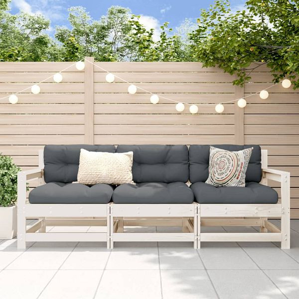 vidaXL 3-teilig Garten-Lounge-Set Weiß Massivholz Kiefer, 825528