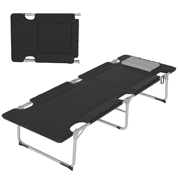 Outsunny Campingbett Feldbett Klappbett mit Kissen Campingliege für Outdoor Camping Reisen 183 x 66 x 33 cm, A20-153