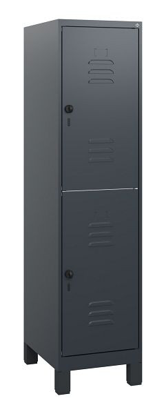 C+P Doppelstöckiger Spind Classic PLUS, Füße, 1630x400x500mm, 7016/7016, Drehriegel, 0803105-12 S10012