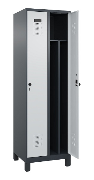 C+P Spind Evolo PLUS, mit Füßen, 2 Abteile, 1950x600x500mm, 7016/7035, Verschluss Drehriegel, 049010-20F S10017