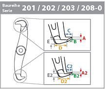 KUKKO 3 Abzughaken (Satz), A: 3 mm, B: 15 mm, C: 12 mm, D: 25 mm, E: 7 mm, A2: 2 mm, B2: 9 mm, C2: 9 mm, D2: 22,5 mm, E2: 7 mm, 202-1-85-S