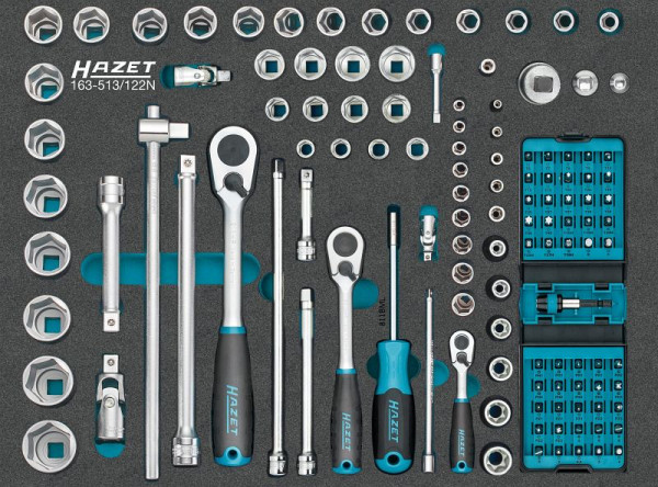 Hazet Steckschlüssel Satz, 122-teilig, 2 – 32, E5 – E20, PH1 – PH3, PZ1 – PZ3, T6 – T40, 163-513/122N