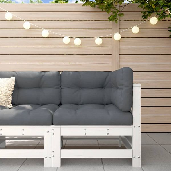 vidaXL Ecksofa mit Kissen Weiß Massivholz Kiefer, 825654