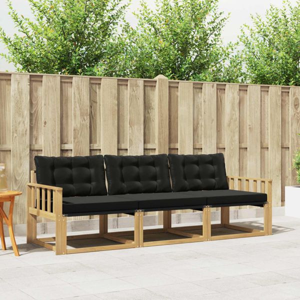 vidaXL Outdoor-Sofagarnitur mit Kissen 3-teilig Weiß und Schwarz, 3388370