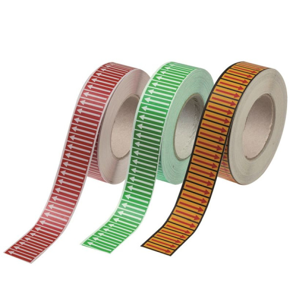 Stein HGS Fließrichtungspfeilbänder für Rohrleitungen, Brennbare Gase, gelb-rot, 29.3372-4