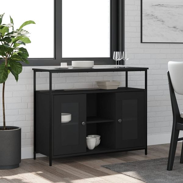 vidaXL Sideboard Schwarz 100x35x80 cm Holzwerkstoff, 835504