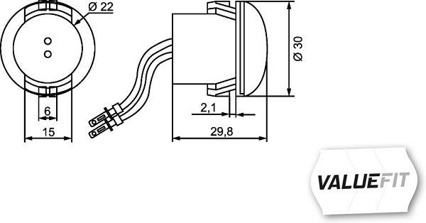 HELLA VALUEFIT Seitenmarkierungsleuchte, Valuefit, LED, 24/12V, Einbau, Lichtscheibenfarbe: gelb, Kabel: 150mm, links/rechts, 2PS 357 011-001