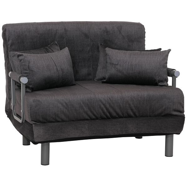 Mendler Schlafsessel HWC-K29, Klappsessel Schlafsofa Gästebett, Liegefläche 190x100cm, Stoff Chenille (370g/m²), dunkelgrau, 108691