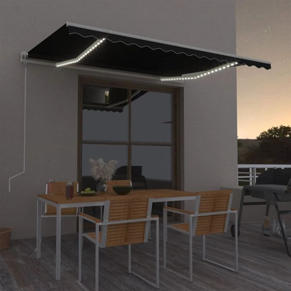 vidaXL Automatische Markise mit LED & Windsensor 450x300 cm Anthrazit, 3068934