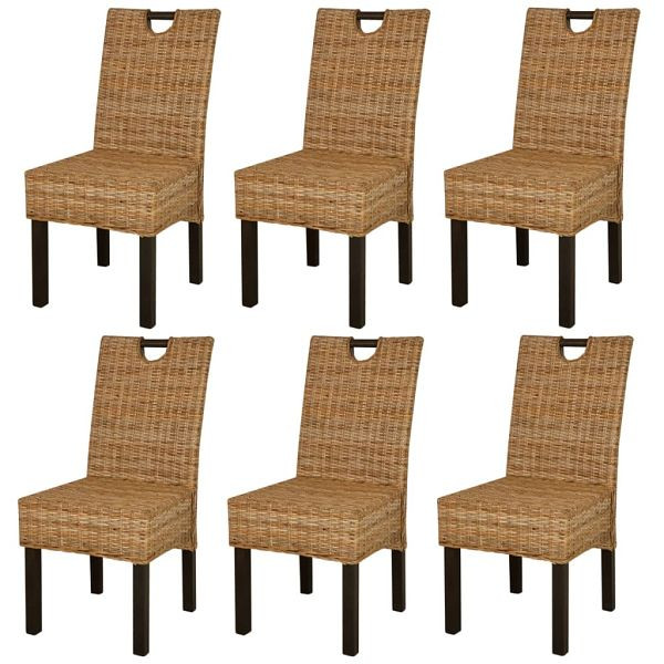 vidaXL Esszimmerstühle 6 Stück Kubu-Rattan Mangoholz, 274361