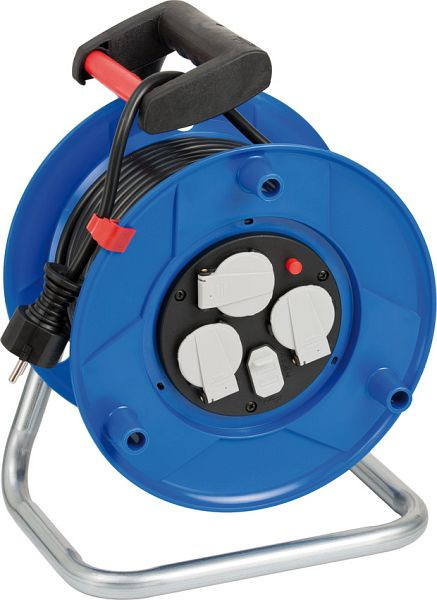 Brennenstuhl Garant Kabeltrommel 3-fach mit USB für den Innenbereich (25m Kabel, 3G1,5, ergonomischer Handgriff) blau, 1215050600