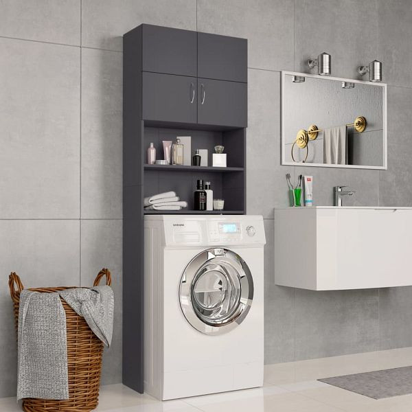 vidaXL Waschmaschinenschrank Grau 64x25,5x190 cm Holzwerkstoff, 800029