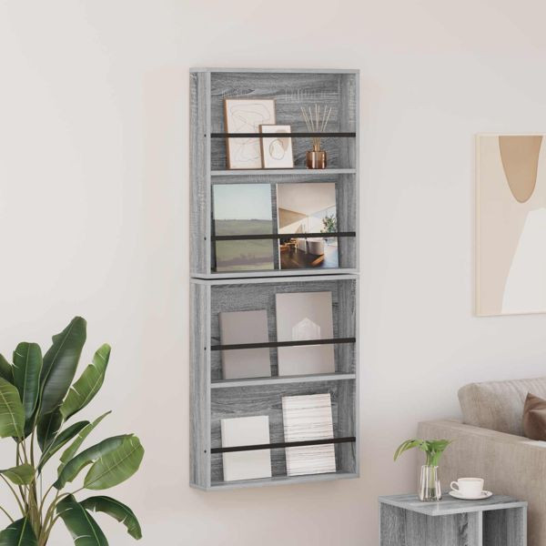 vidaXL Magazinregal 2-teilig Graues Sonoma 60 x 12 x 70 cm Holzwerkstoff, 890835