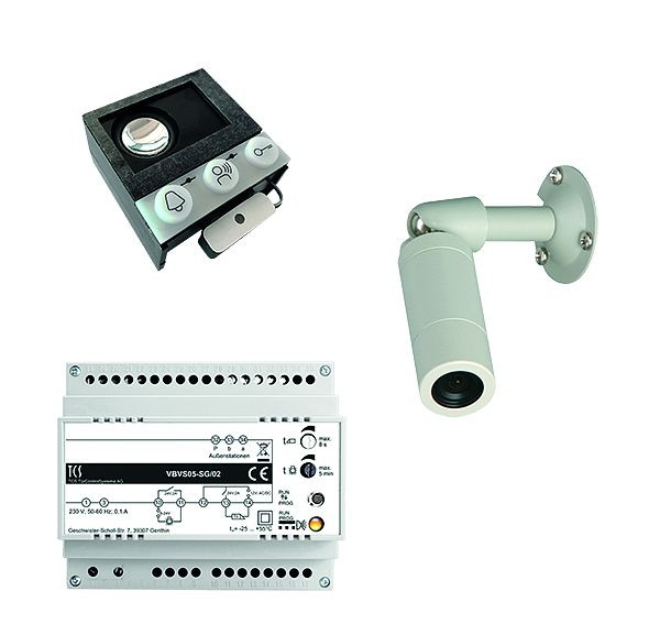 TCS video:kit mit Einbau-Türlautsprecher ASI12000 + Zylinderkamera FVK3220 + Steuergerät VBVS05, VK02