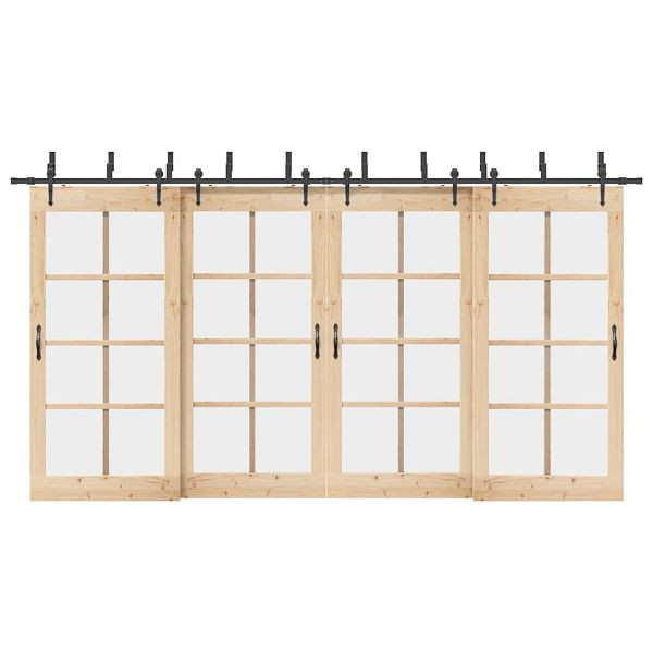 vidaXL Schiebetürbeschlag-Set 427 cm Stahl Schwarz, 3295746