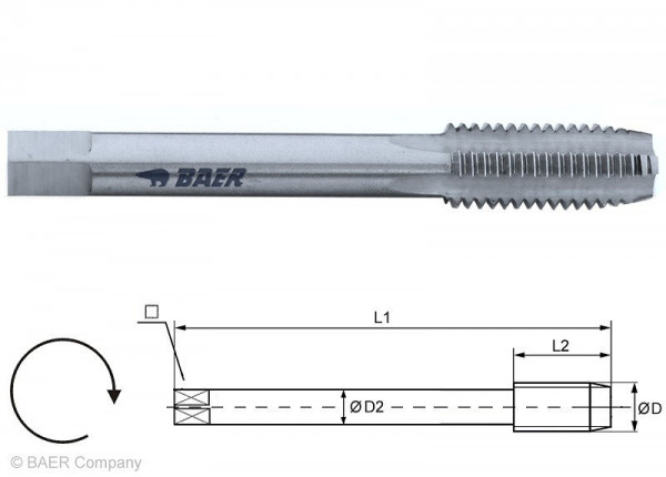 BAER HSSE Maschinengewindebohrer Form C - FG 14,3 x 20 - Rechts, 330501004