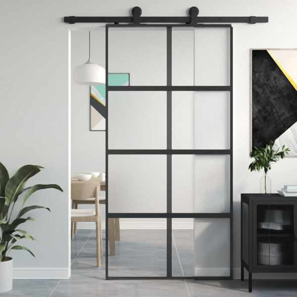 vidaXL Schiebetür Schwarz 102,5x205 cm Hartglas und Aluminium, 155224