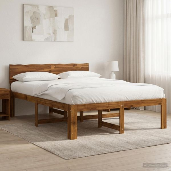vidaXL Doppelbettgestell mit Kopfteil ROSTOCK Natur 120 x 200 cm, 903462