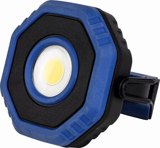 as-Schwabe Akku-LED-Strahler 15W „Acculine Octa" Aludruckgussgehäuse Schwarz/blau, Bügel mit Magnet, 46365
