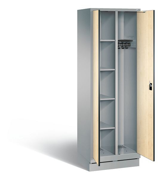 C+P Putzmittel-Spind Evolo, H1800xB610xT500mm, Farbe: Weißaluminium / Dekor Donau-Ahorn, 48160-20 S10141