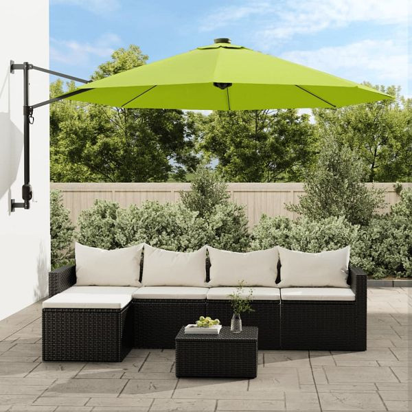 vidaXL Wand-Sonnenschirm Apfelgrün 290 cm, Material: Stoff (100 % Polyester), pulverbeschichtetes Aluminium, 362889