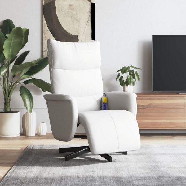 vidaXL Massagesessel mit Fußteil Weiß Kunstleder, 356598