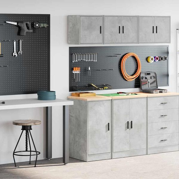 vidaXL Garagenschränke 2 Stk. Betongrau Holzwerkstoff, 3328299